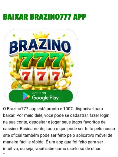 Página do app Brazino777: logotipo do aplicativo e botão da Google Play