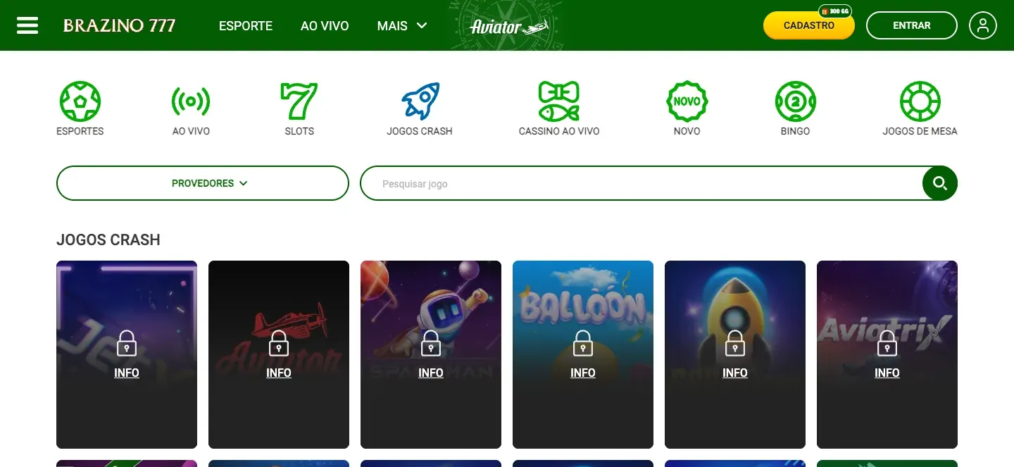 Seção Jogos Crash do Brazino777: capas de JetX, Aviator, Spaceman, Balloon e Aviatrix