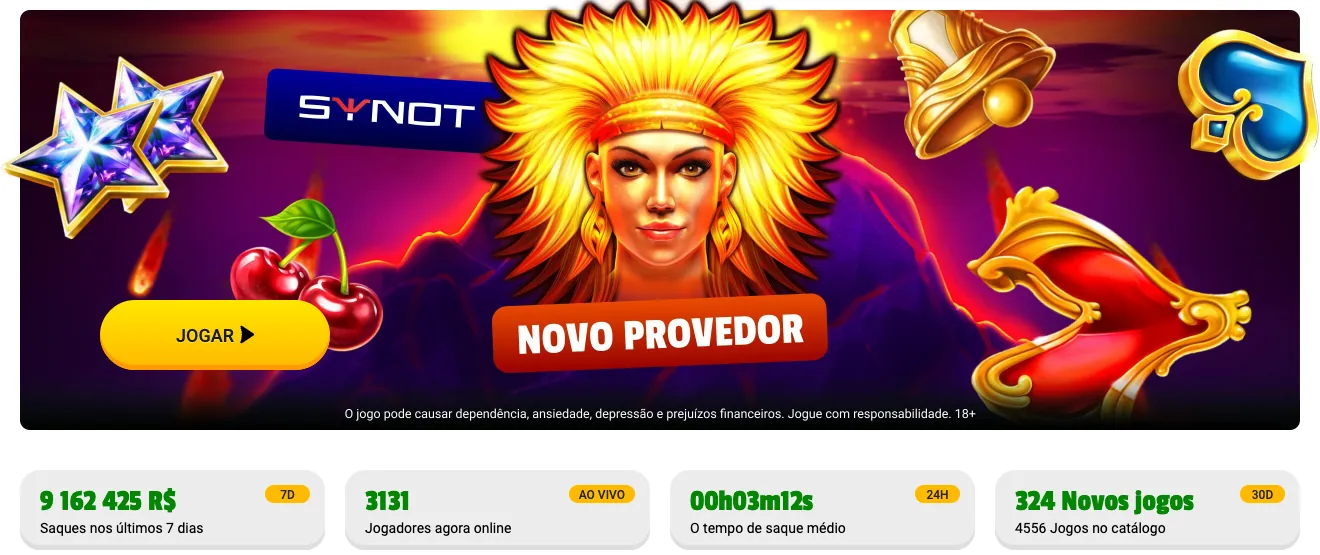 Página inicial do Brazino777: banner e contadores de saques, jogadores on-line, tempo de saque e jogos no catálogo